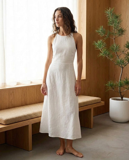 Cléo Linen Halter Midi Dress