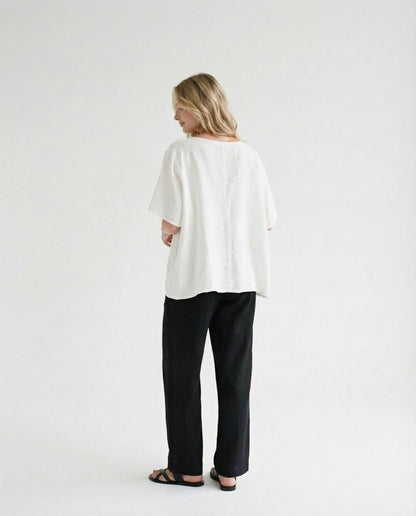 Naomi Linen V Neck Top