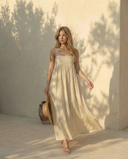 Odilia Button Linen Dress