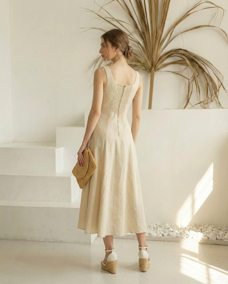 Romy Linen Midi Dres