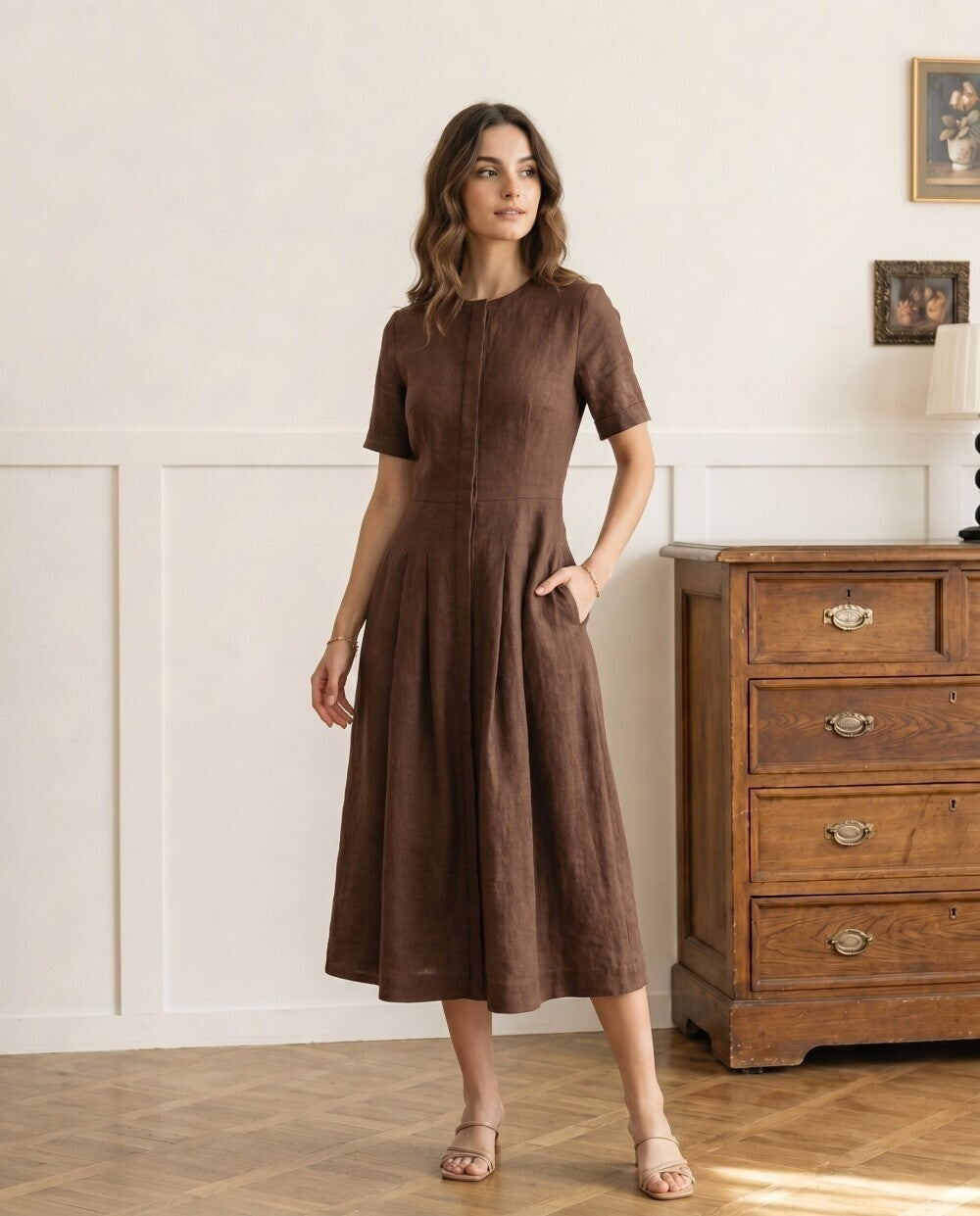 Odette Linen Midi Dress