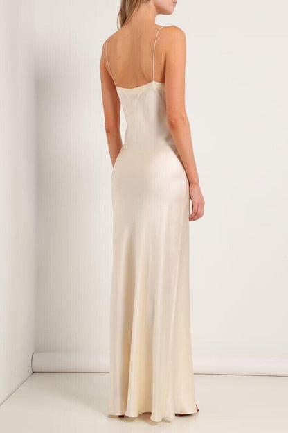 Hailey White Silk Satin Dress