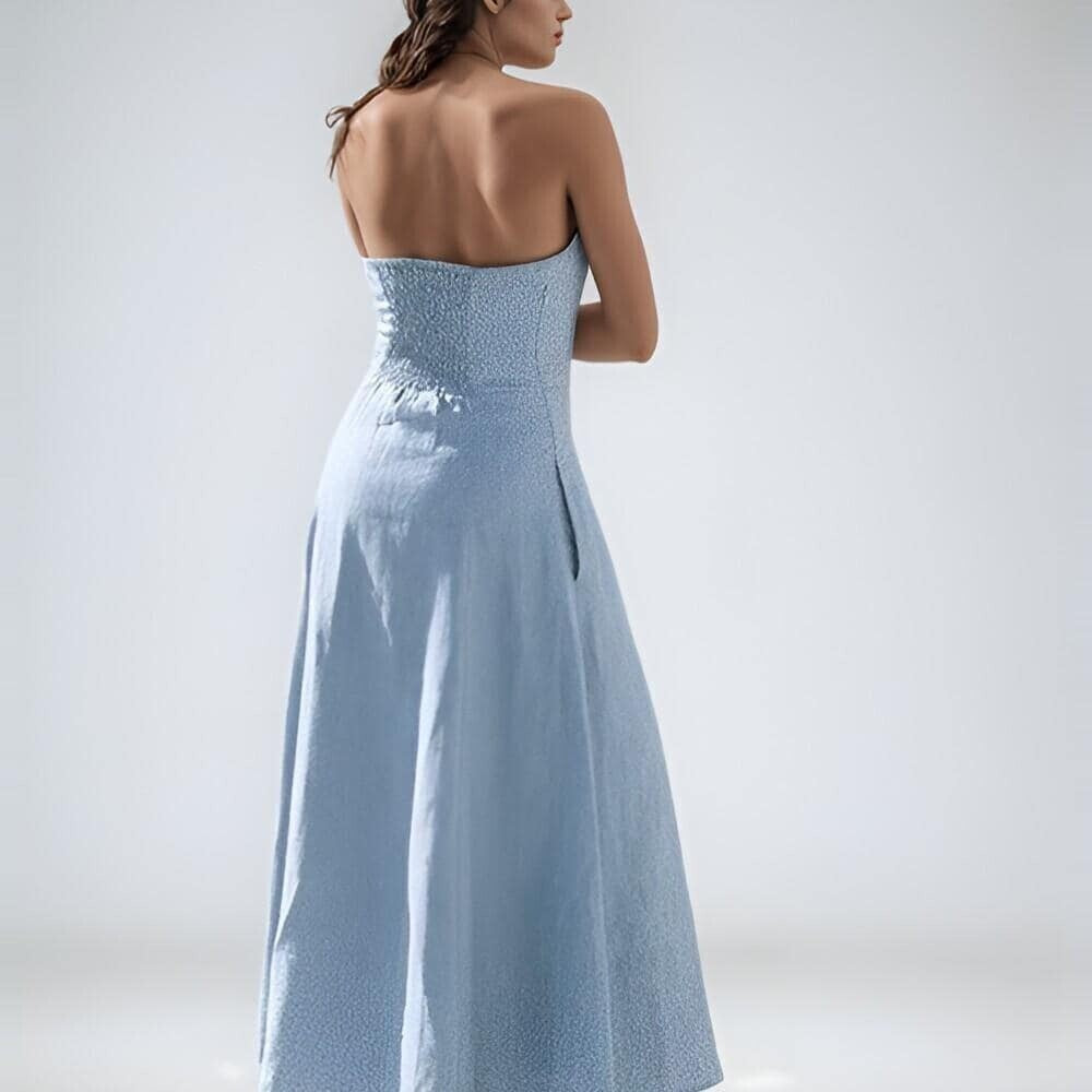 Elodie Strapless Linen Dress