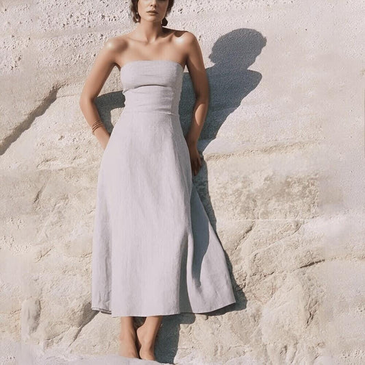 Elodie Strapless Linen Dress