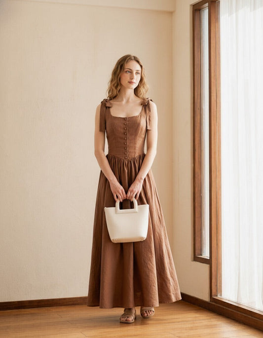 The Romy Corset Linen Dress
