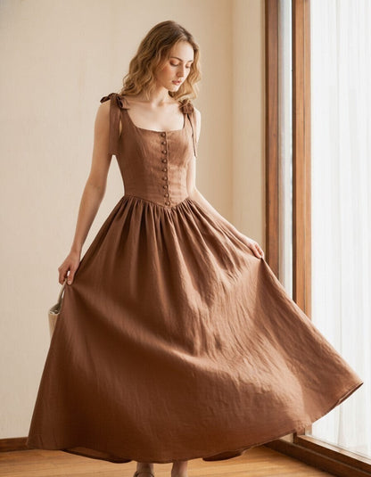 The Romy Corset Linen Dress