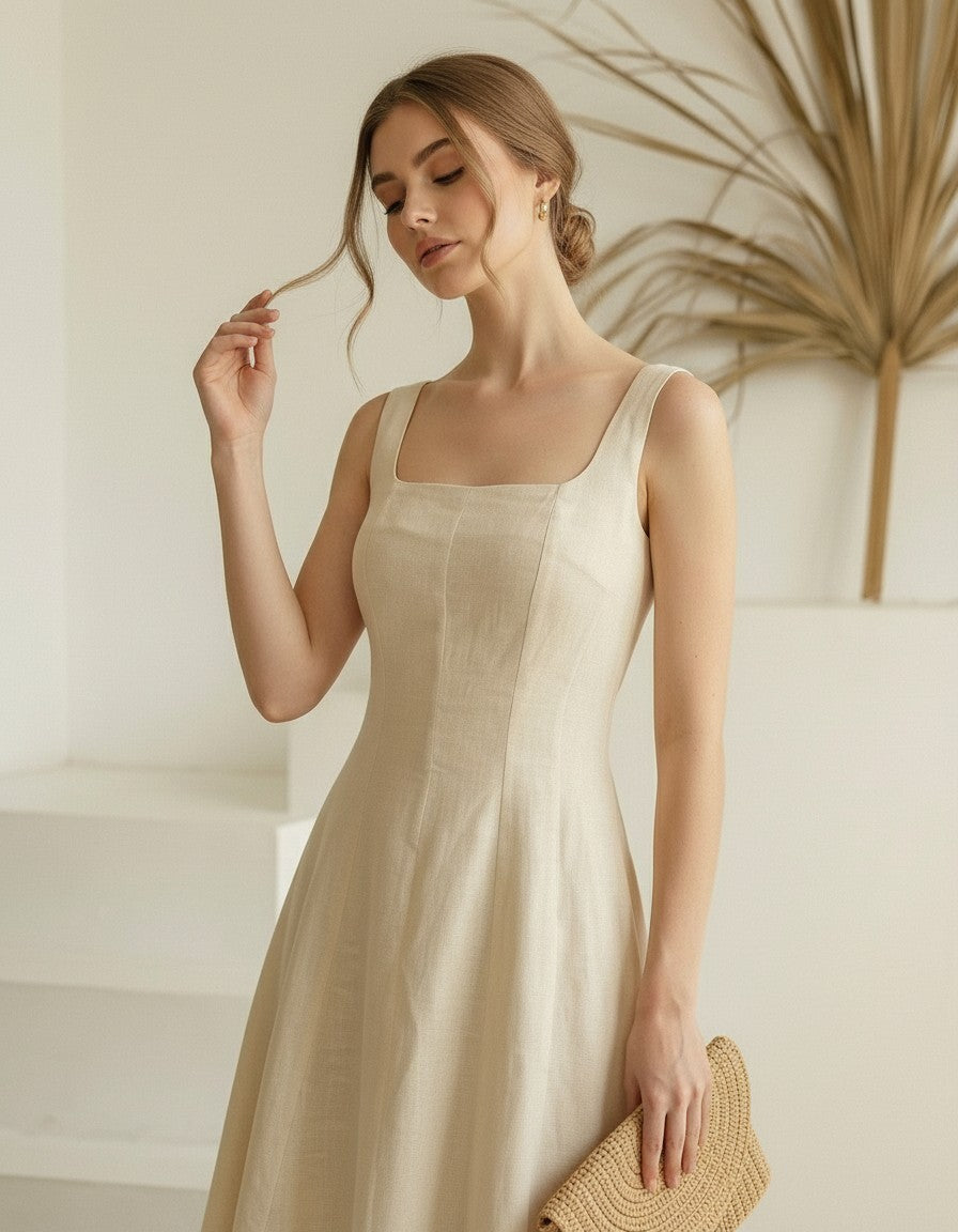 Romy Linen Midi Dres