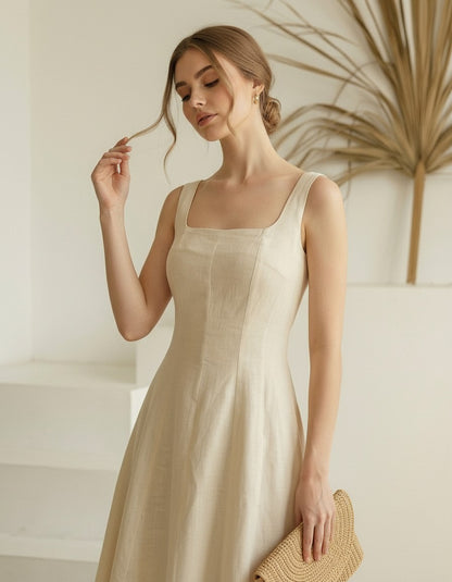 Romy Linen Midi Dres