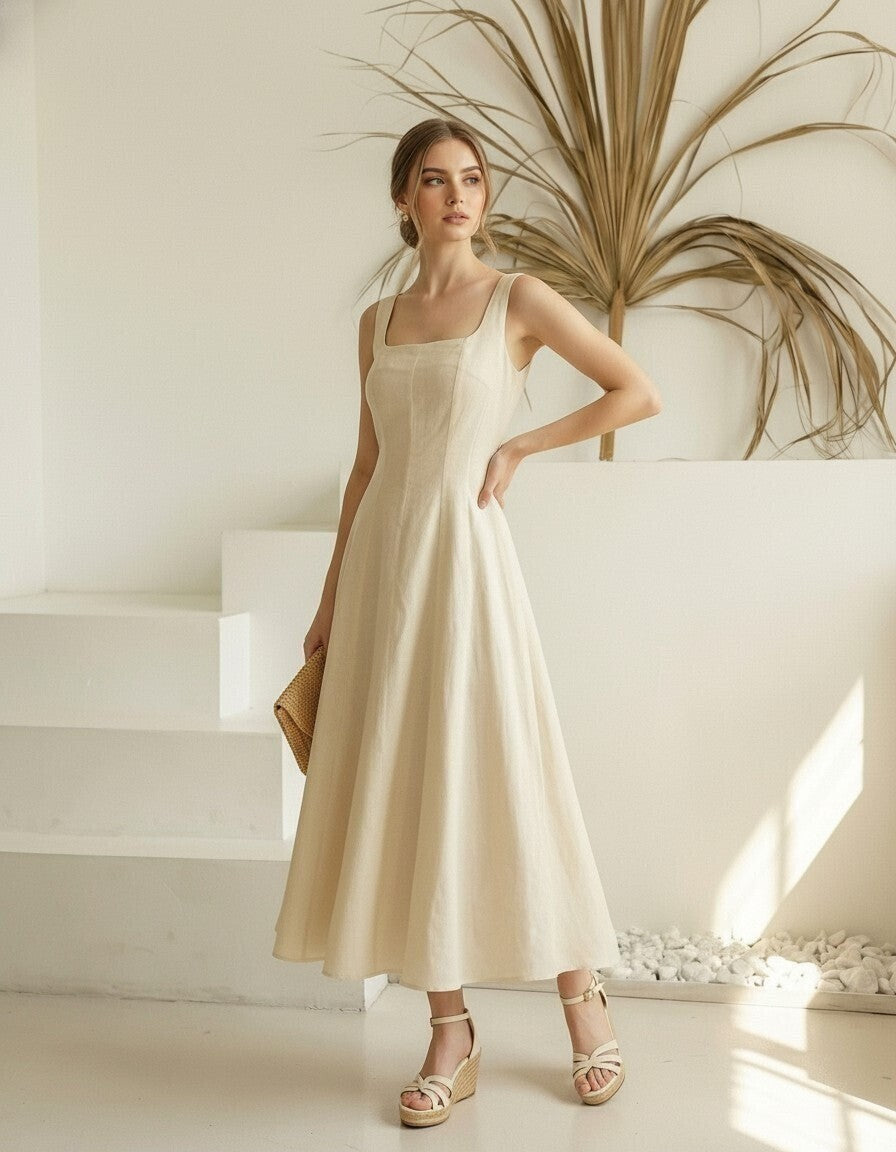 Romy Linen Midi Dres