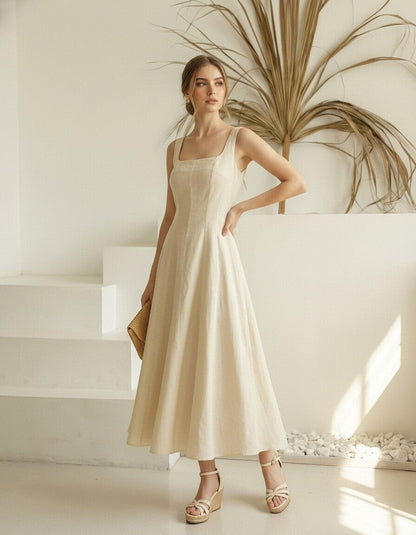 Romy Linen Midi Dres