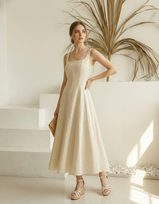 Romy Linen Midi Dres