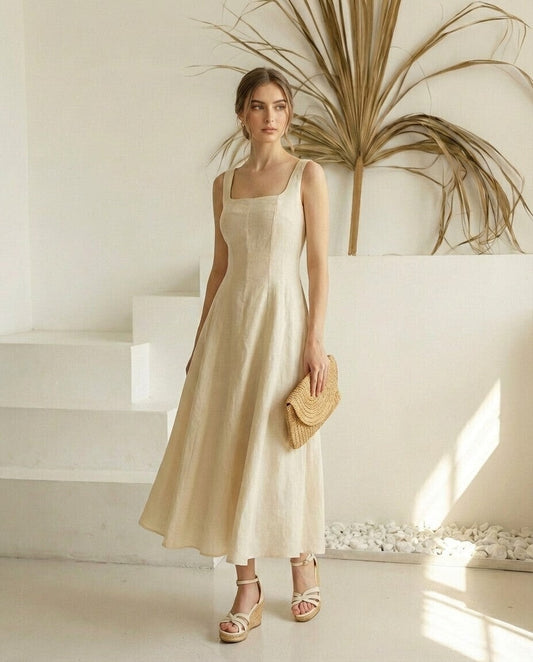 Romy Linen Midi Dres