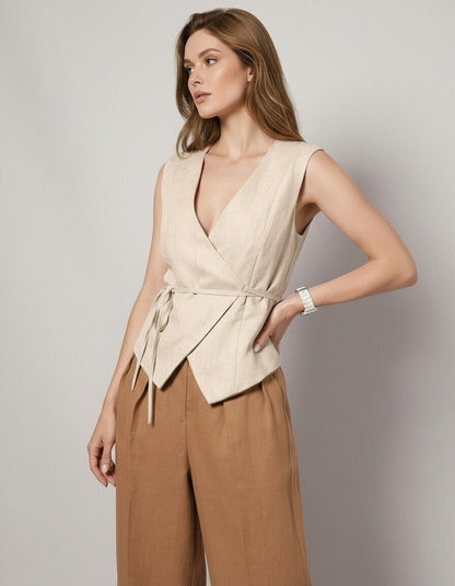 Dune Linen Waistcoat Top