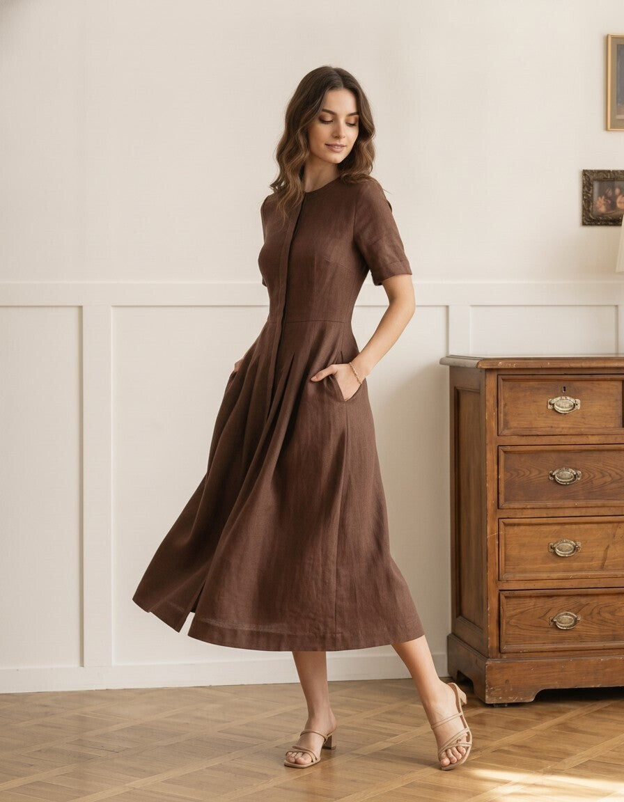 Odette Linen Midi Dress