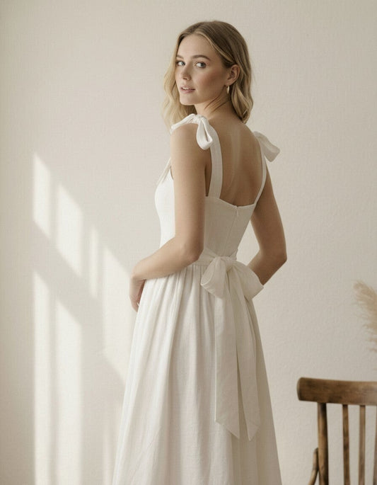 Babyboo Linen Bow Back Dress