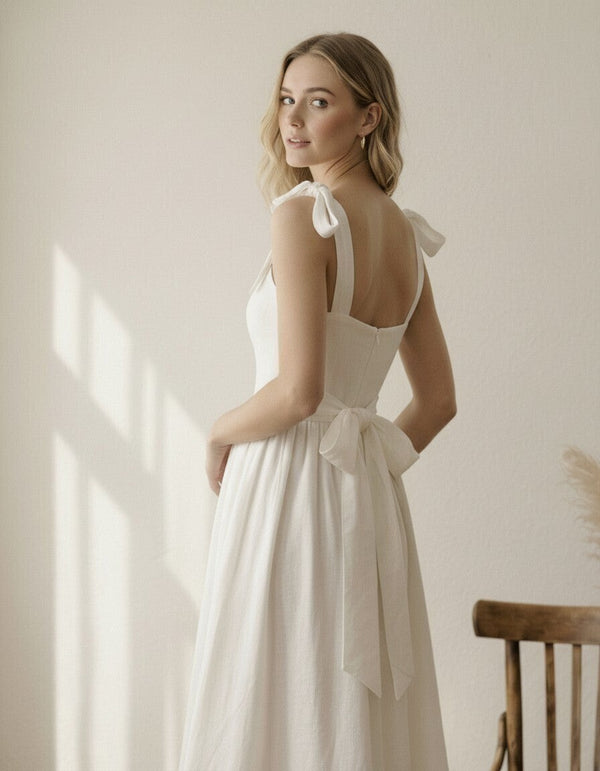 Babyboo Linen Bow Back Dress