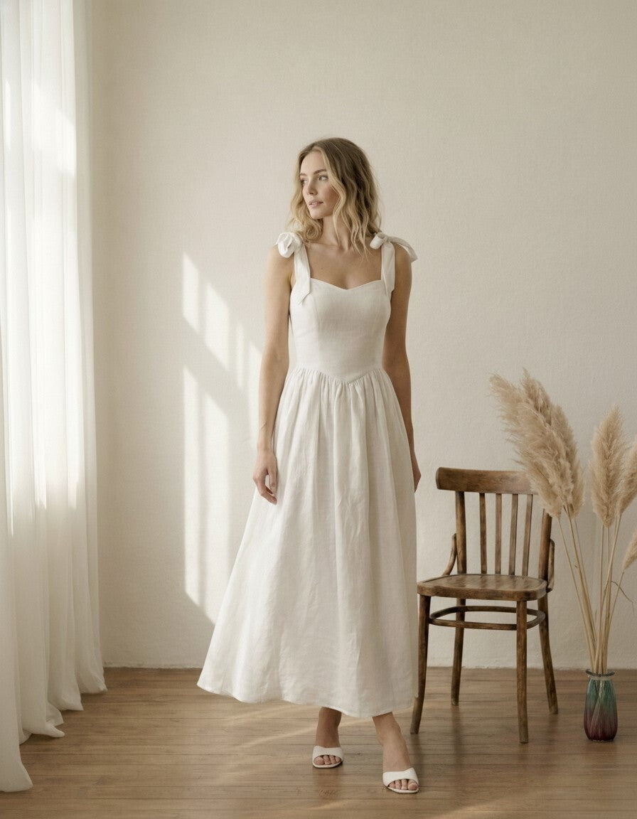 Babyboo Linen Bow Back Dress