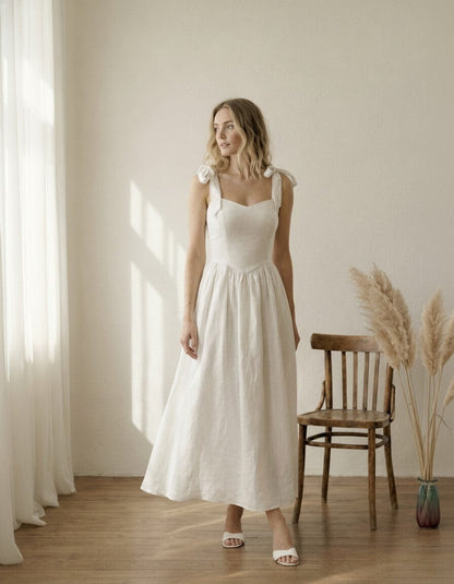 Babyboo Linen Bow Back Dress