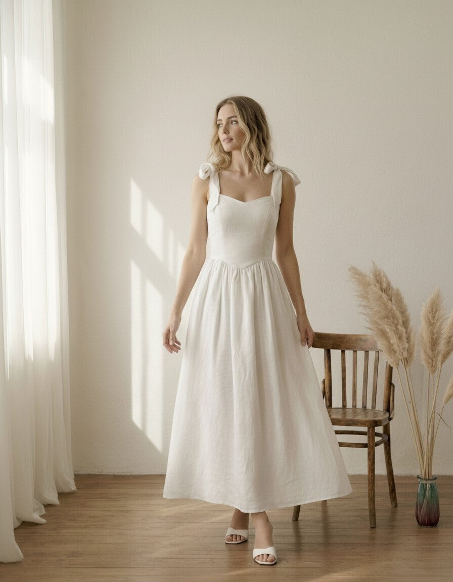 Babyboo Linen Bow Back Dress