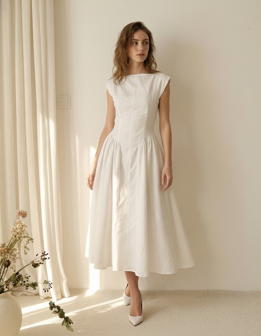 Dorothea Linen Midi Dress