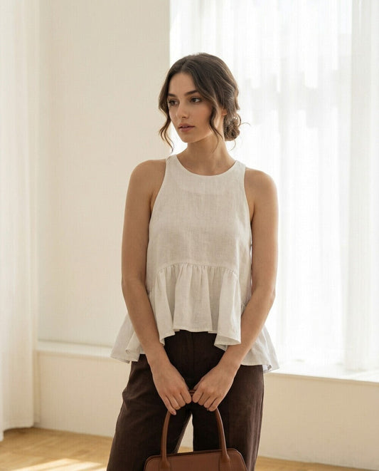 Lavande Linen Peplum Top