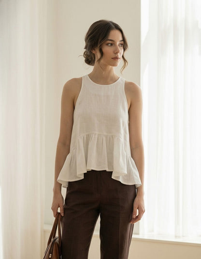 Lavande Linen Peplum Top