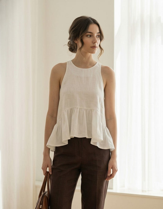 Lavande Linen Peplum Top