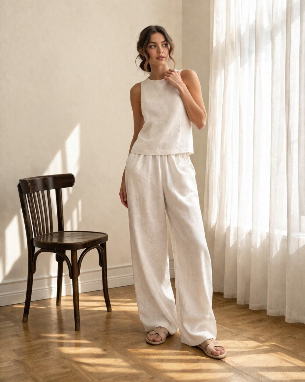 The Mara High-Neck Linen Loungewear Set
