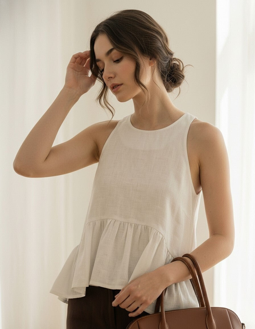 Lavande Linen Peplum Top