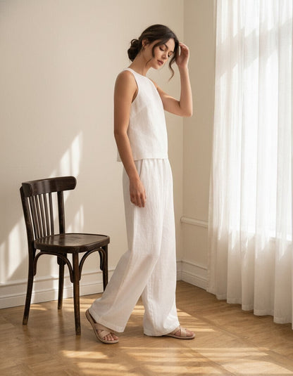 The Mara High-Neck Linen Loungewear Set
