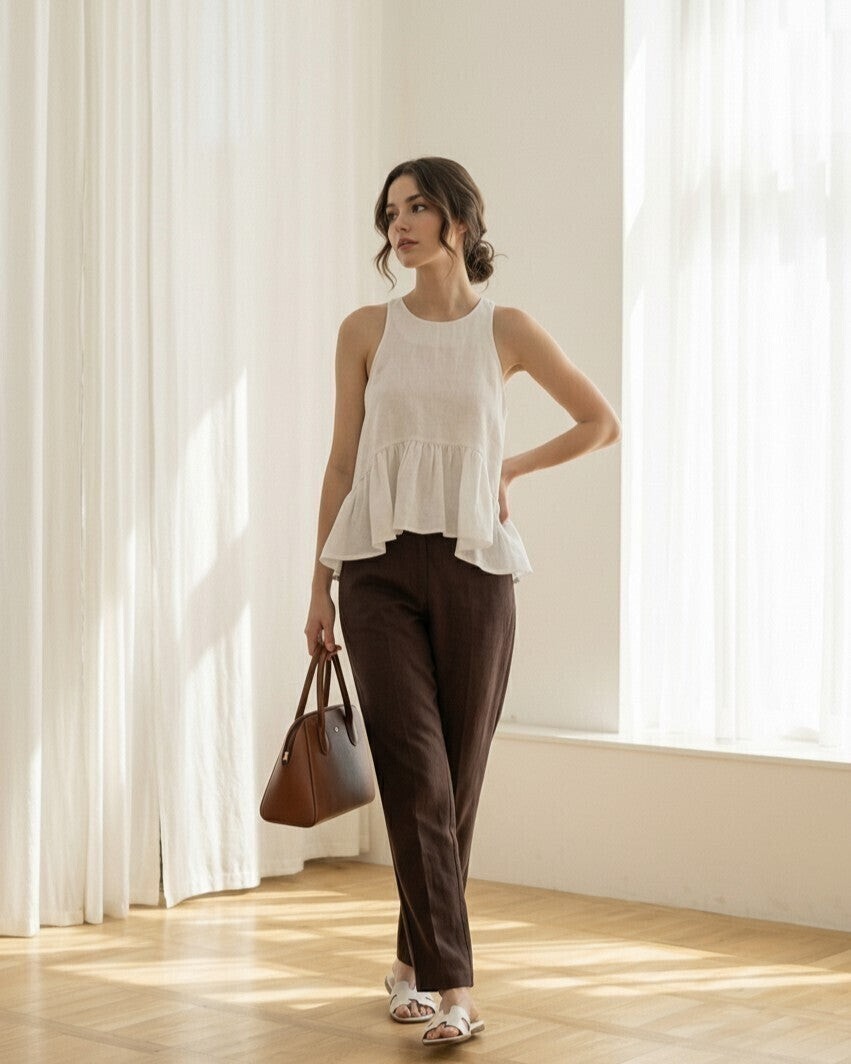 Lavande Linen Peplum Top