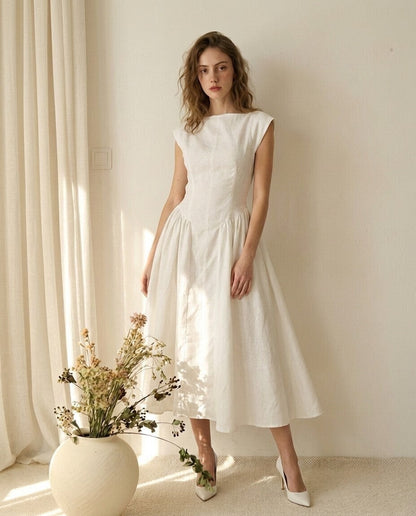 Dorothea Linen Midi Dress