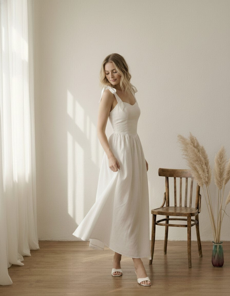 Babyboo Linen Bow Back Dress