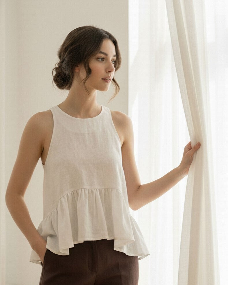 Lavande Linen Peplum Top