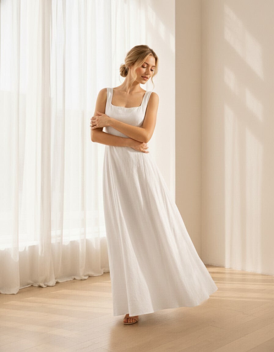 Isolde Linen Slit Dress