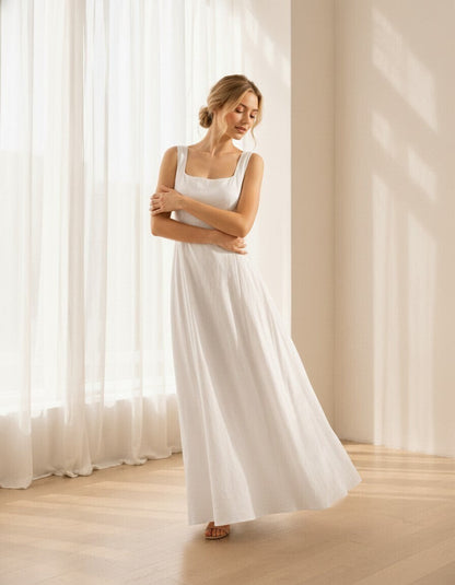 Isolde Linen Slit Dress
