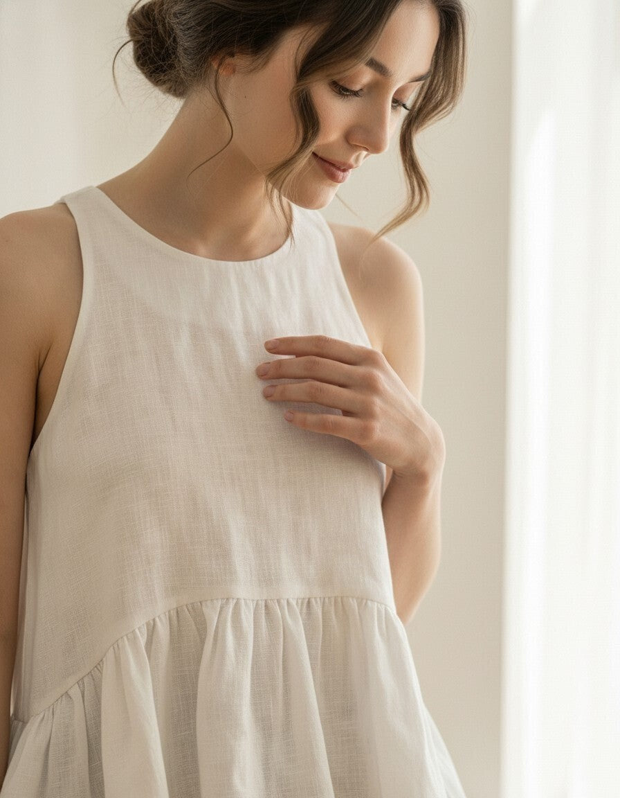 Lavande Linen Peplum Top