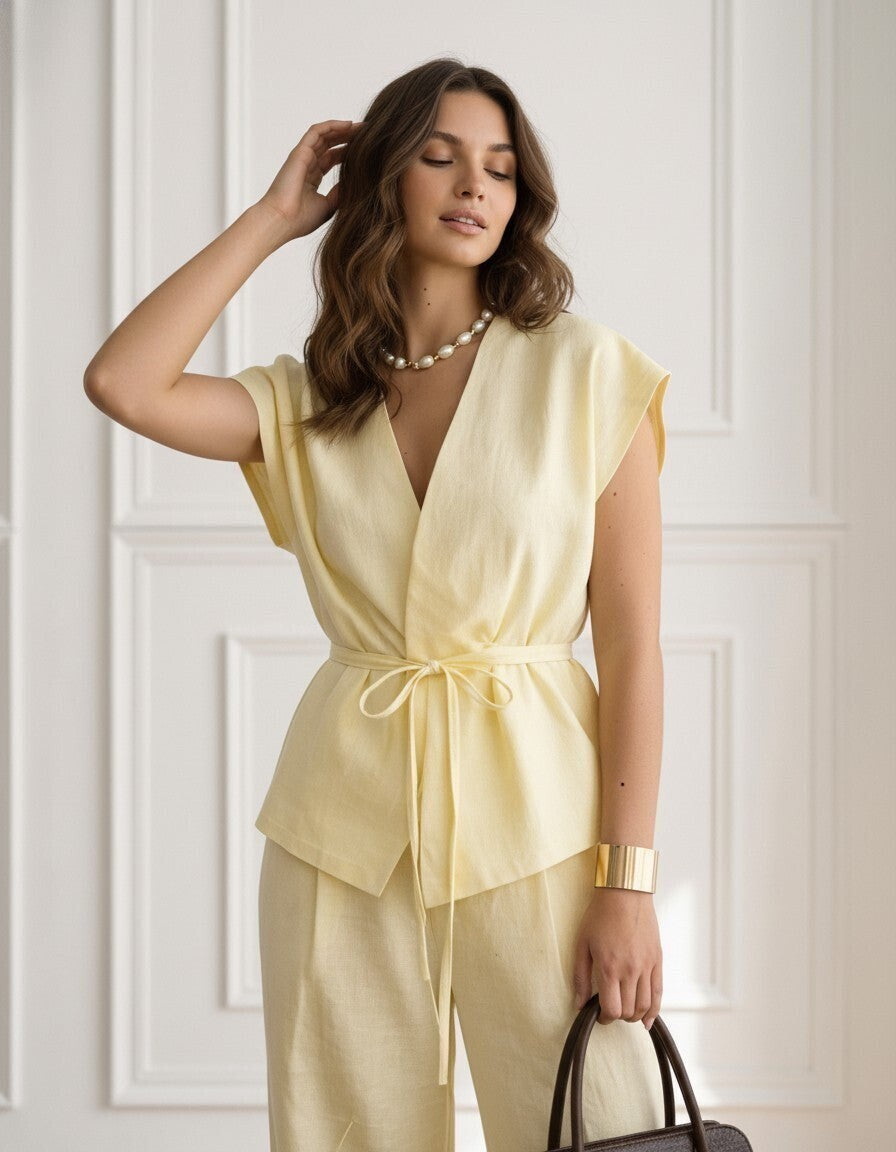 The Lana Wrap-Tie Linen Lounge Set