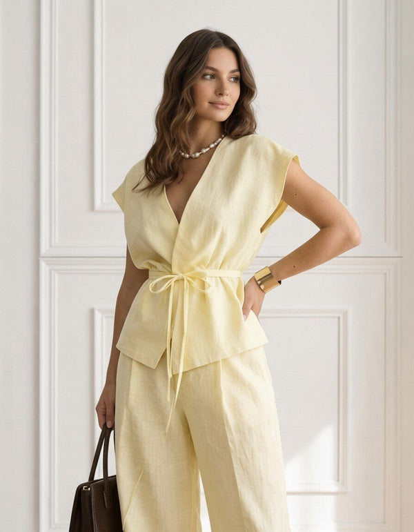 The Lana Wrap-Tie Linen Lounge Set