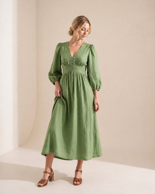 Sylvie Puff Linen Dress