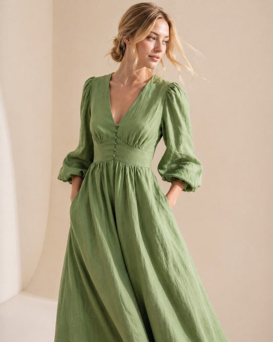 Sylvie Puff Linen Dress